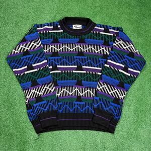Vintage Wild Thunder 3D Knit Sweater Women's L Abstract Colorblock Coogi 90s